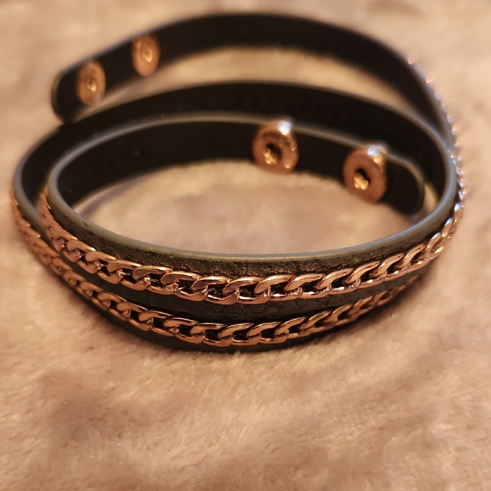 Premier Designs Black and Gold Belt with Chain Detail